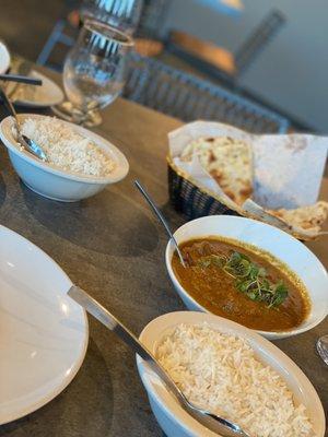 Garlic Naan Chettinad Curry with lamb