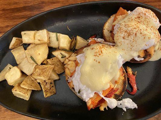 Eggs Benedict with lobster