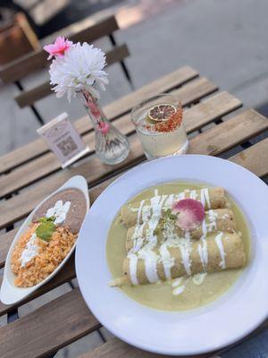 Enchiladas de pollo, super yummy & not as spicy as your regular enchilada so it's good for everyone!