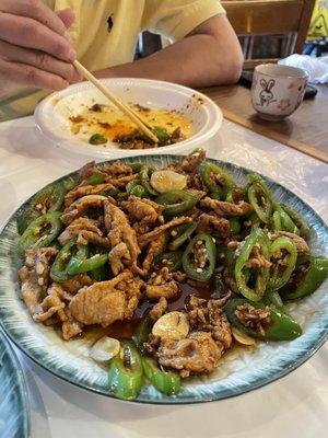 Pork with green peppers