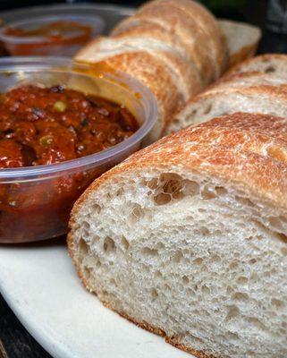 Focaccia bread and caponata