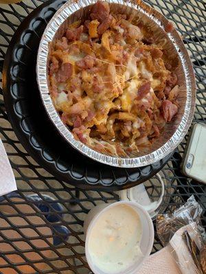 Cheesy (curly) fries with bacon