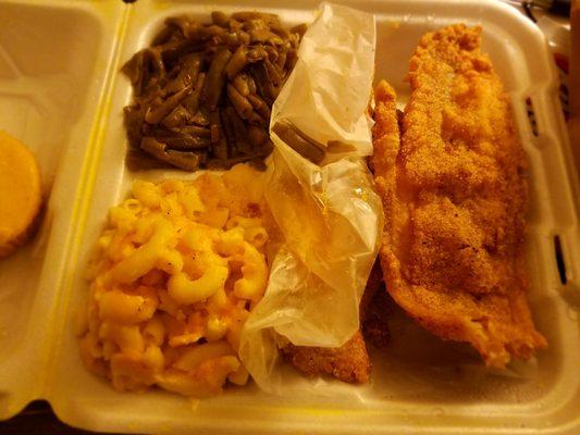 Catfish, Mac n cheese, green beans...Money!! Exactly what the doctor ordered!