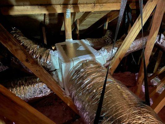 This was a complete duct replacement.  Every  duct is hung and every connection sealed per building code.