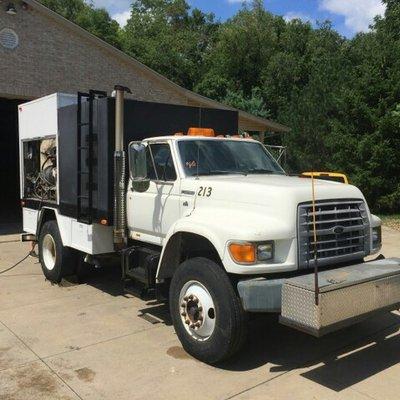 hydro jetting truck. there is no blockage that can withstand our jetter.