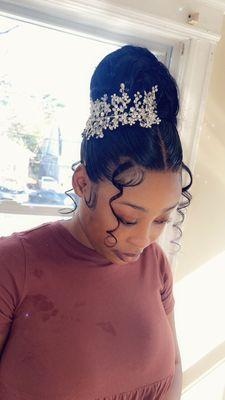 Bridal updo using a 360 lace wig