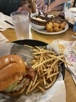 Burger and platter with meat