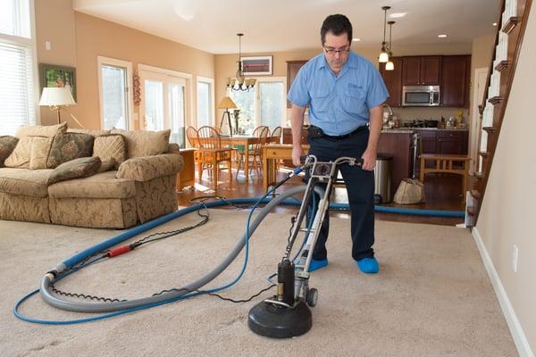 Mark cleaning carpeting