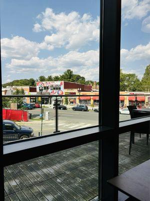 View of the balcony and neighborhood from the second floor @ Cleveland Park Library