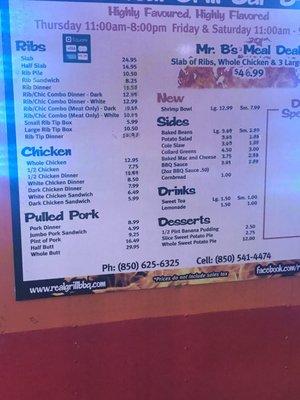 Updated menu