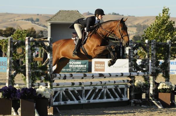 Cyd Shald and Emilia, owned by the Kessinger family, competing in Sonoma Horse Park's Hunter Derby