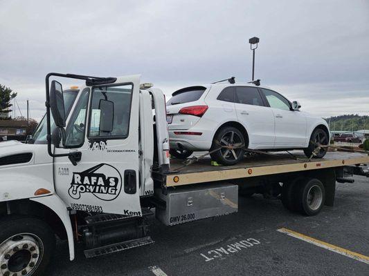 Car being towed