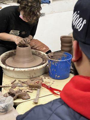 Wheelthrowing clay demo by BAC faculty