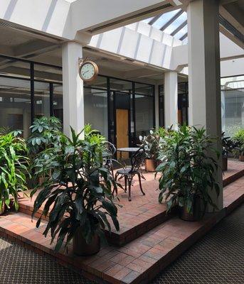 The interior courtyard of our office building, walking in from the South lobby entrance