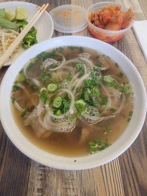 Brisket pho (small) and a side of kimchi