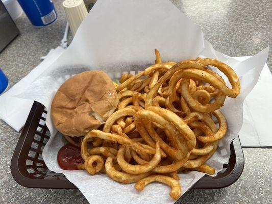 Benny Burger and curly fries