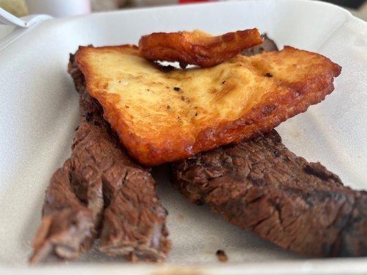 Carne asada with fried cheese