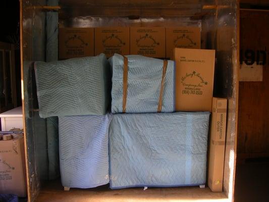 This is the inside of a packed storage crate inside of our climate controlled warehouse