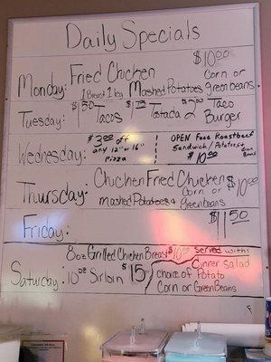 Current specials as of 12/19/22