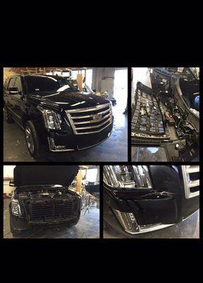 2017 Cadillac Escalade in need of a front bumper repair.   Looked brand new when we were done!