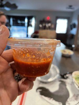 The hot sauce we paid for (plus more than $30 worth of food). They wouldn't give us any more.