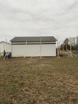 Here is a metal roof overhang we are adding to a barn