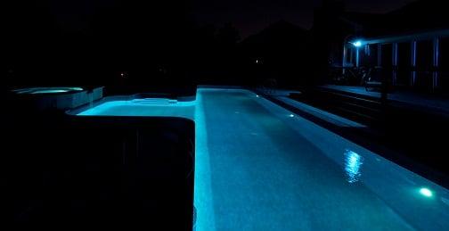 Spillover spa with same colored light.