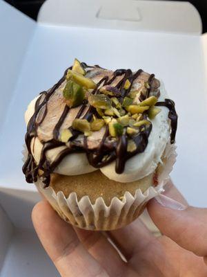 Pistachio chocolate chip cupcake