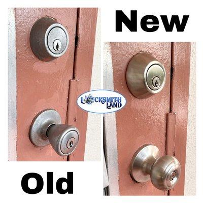 Combo lock set replacement. Deadbolt and Door knob.