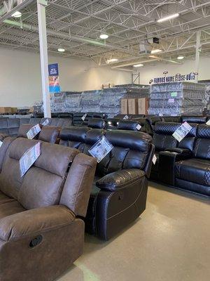 Half the furniture is boxed up and/or shrink wrapped onto pallets