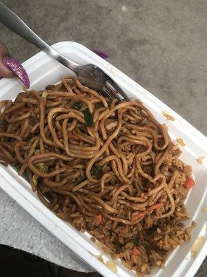 Chicken Lo Mein and pork fried rice