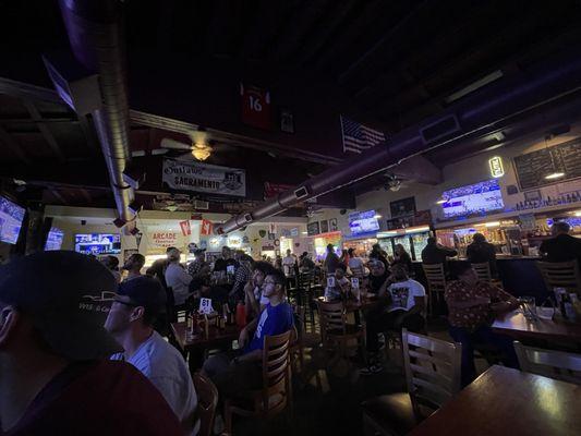 Lively crowd watching the games