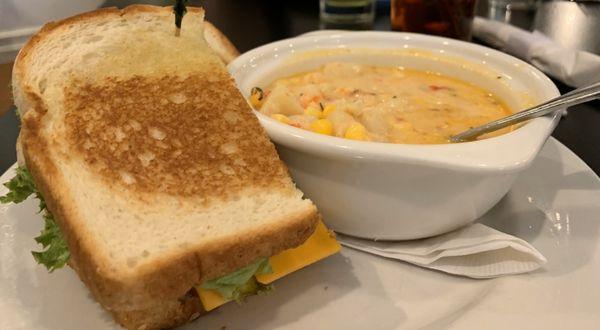 Half of sandwich and side of soup lunch special