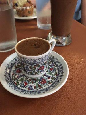 The super tasty Turkish coffee and the iced mocha.