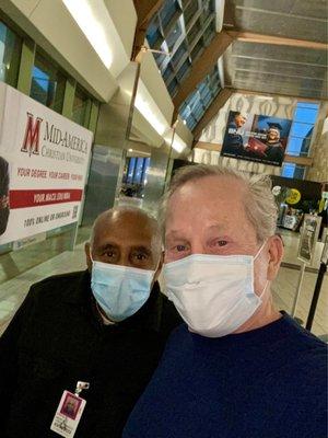 Harold and I are wearing our masks at Will Rogers Airport ‼