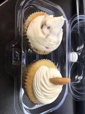 Banana Pudding and Maple Bacon cupcake