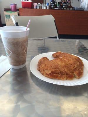 Coffee and croissant w/egg & cheese.