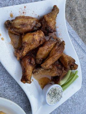 Old bay honey wings with blue cheese