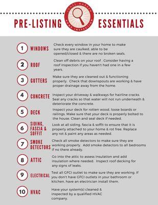 If you have a home to sell, consider getting a pre-listing inspection. If not, here are the top 10 items we recommend you check out.