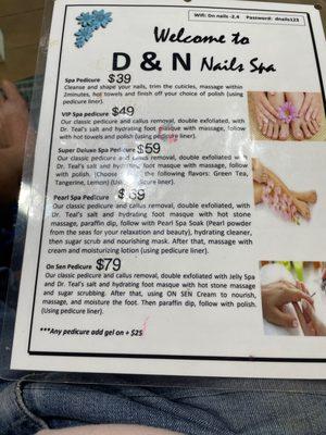 Pedi menu