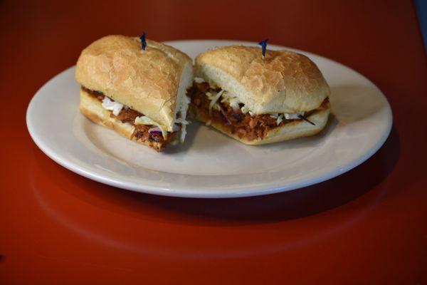 Pulled Rib sandwich with cole slaw