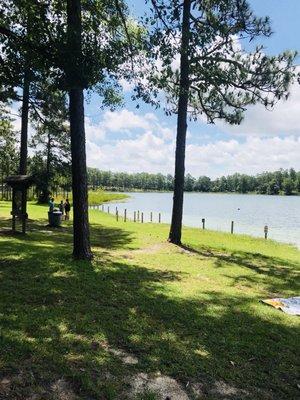 Beachside at blue lake...