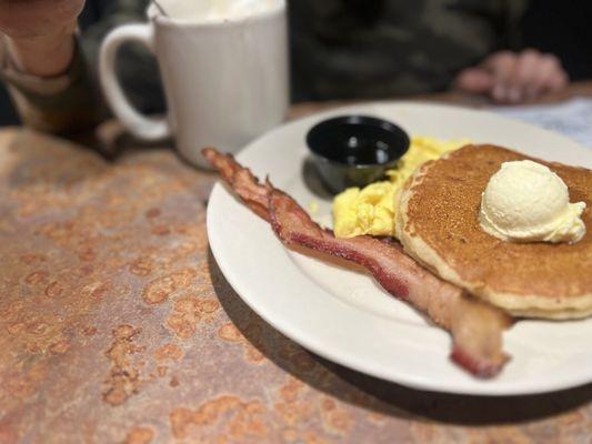 Kids pancake with egg and bacon