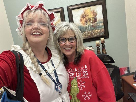 Kim Orchard Park of Kyle executive Director and Sherrie Lynn at Christmas