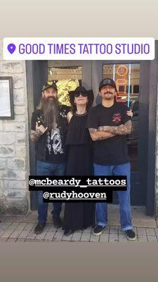 Christine with Cody & Rudy at Good Times Tattoo in Round Rock, TX.