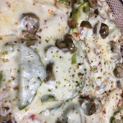 Mushroom green olives green pepper and onions