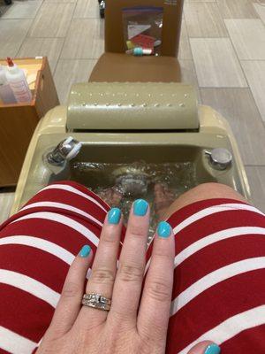 Getting a Pedicure after my manicure with Gel polish.