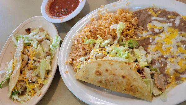 Combo 5 (two tacos) needs an extra plate to hold all the food!