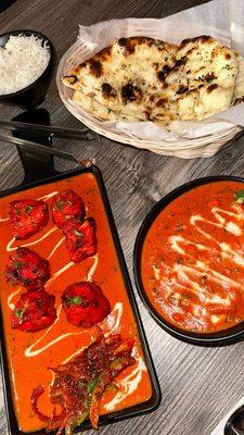 Chicken Peshawari, Chicken Tikka Masala, Garlic Naan