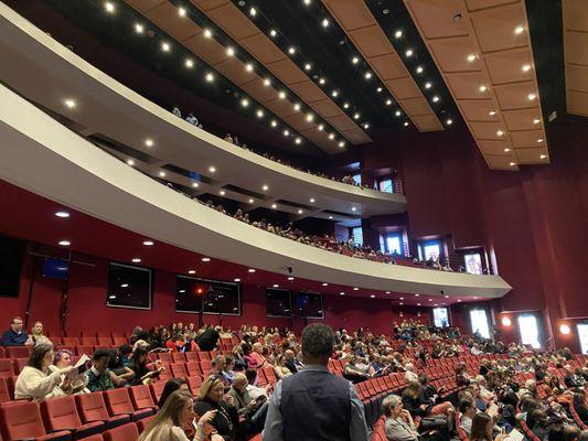 A view of the venue looking up from Row N.